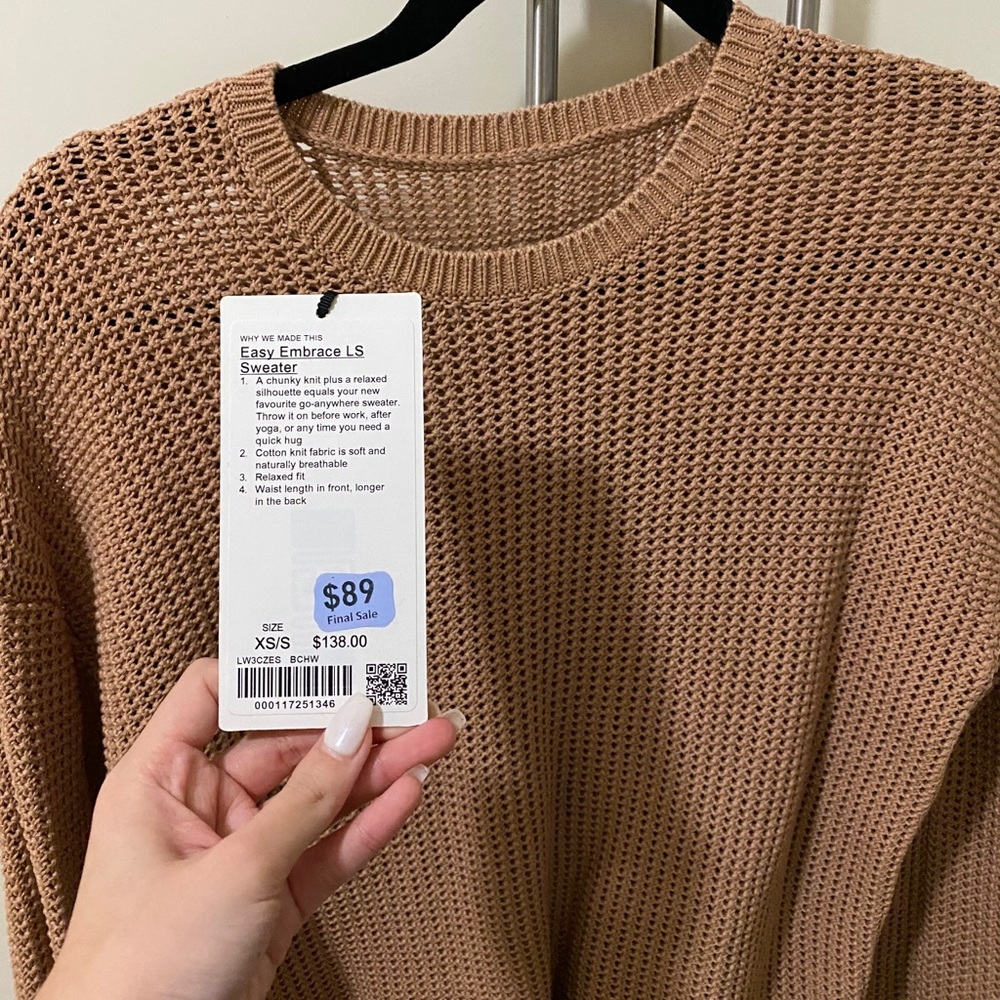 Lululemon Easy Embrace LS Sweater XS/S